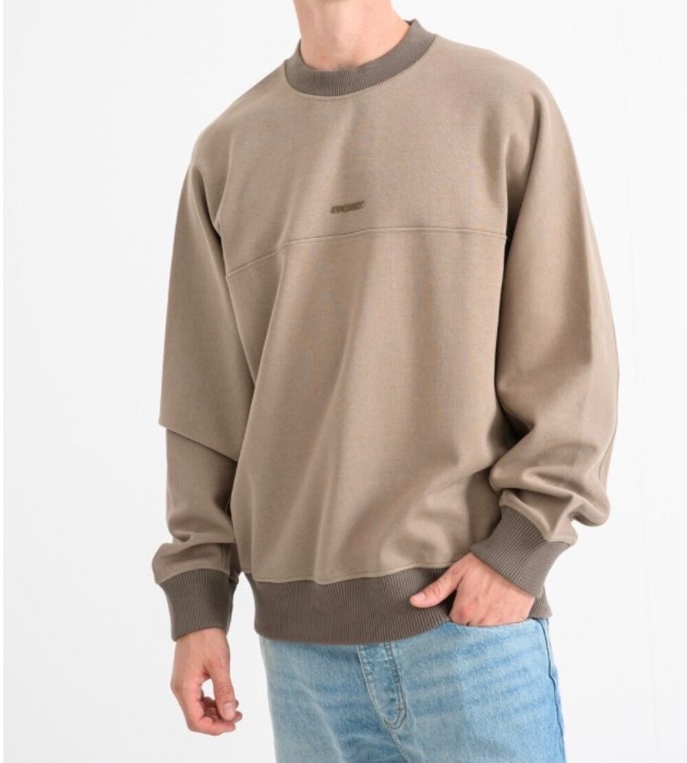 New Hugo Boss Embossed Logo We Heavy Pullover Sweatshirt, Tan Size XXL
